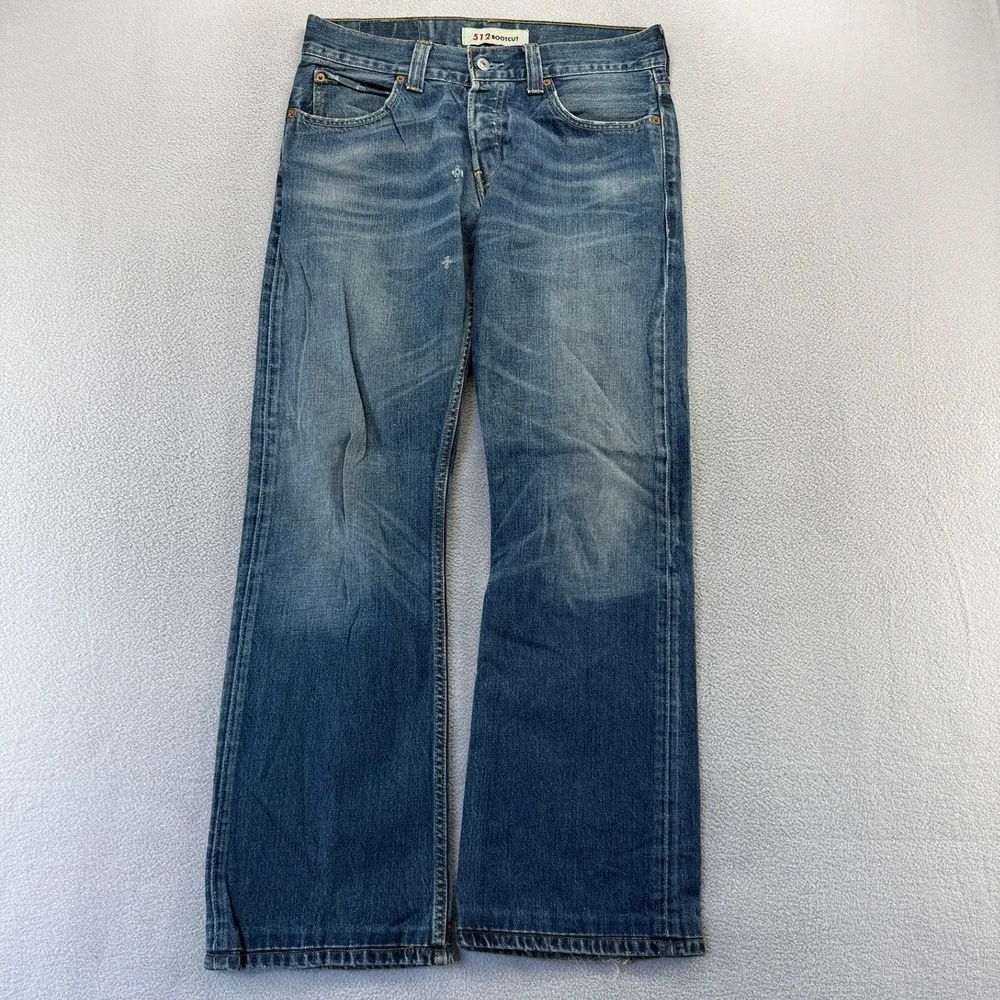 Vintage Levis jeans men's 32x34 fits 32x30 Blue Dark Whisker 512 Bootcut y2k